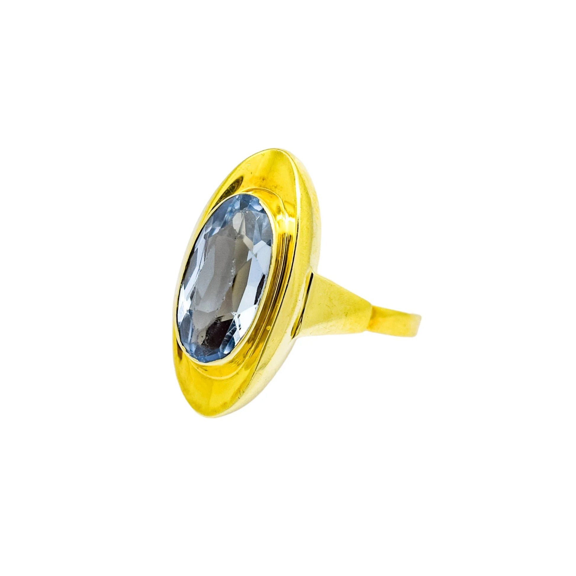 Vintage 14ct yellow gold 4.5ct spinel cocktail dress ring, size N ½