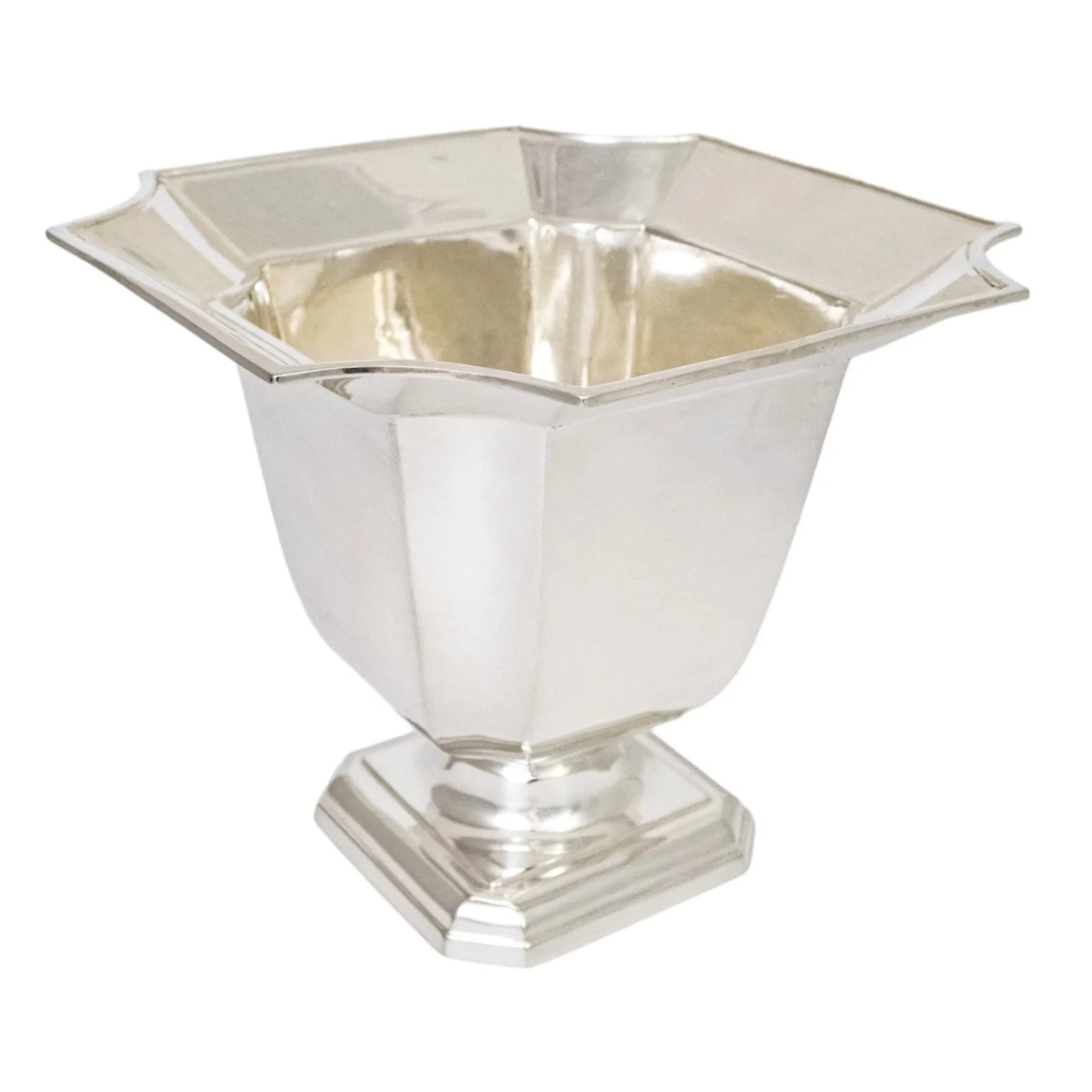 Art Deco sterling silver flared octagonal pedestal vase / small wine cooler / ice bucket