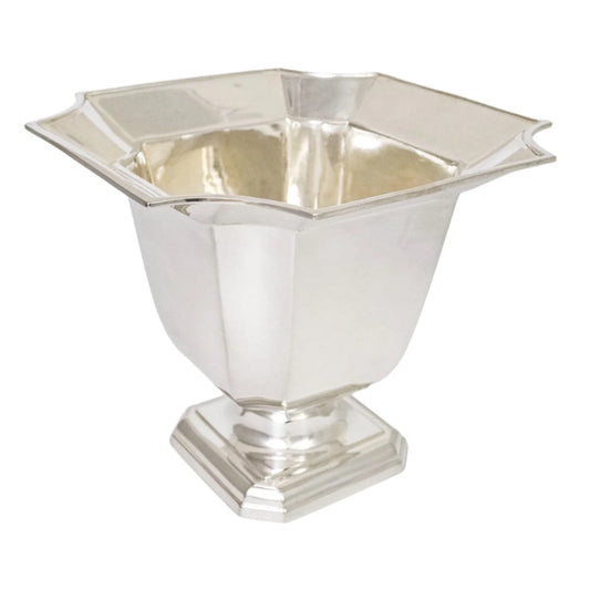 Art Deco sterling silver flared octagonal pedestal vase / small wine cooler / ice bucket