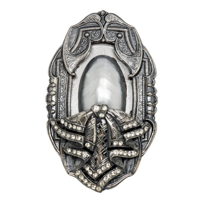 1980's Ermani Bulatti silvered mother-of-pearl large statement beetle brooch