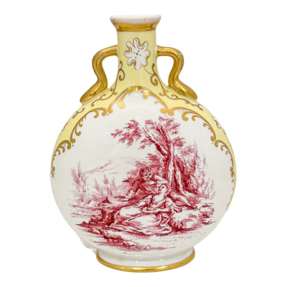 19th century Coalport porcelain double handed vase with gallant scene