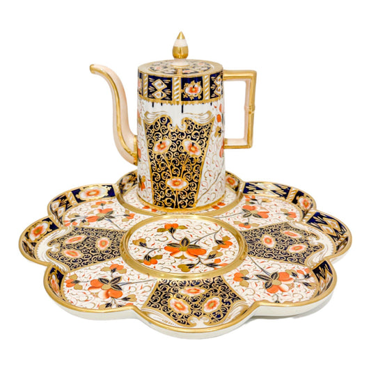 Victorian Davenport porcelain Imari cabaret tray with coffee pot