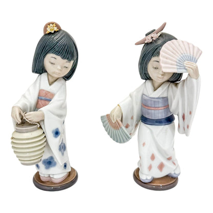 Vintage pair of Lladro porcelain Geisha girls
