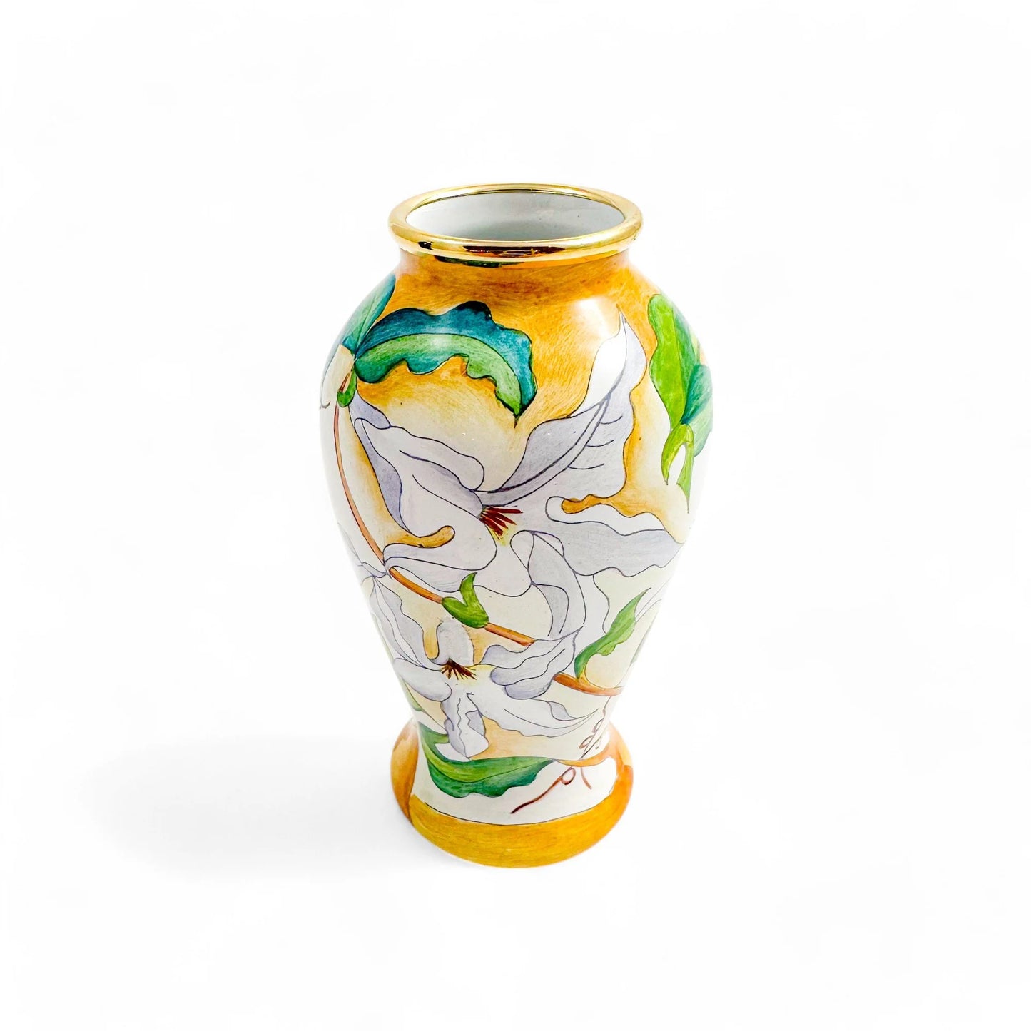 Vintage Moorcroft Enamels miniature vase with narcissus white flowers