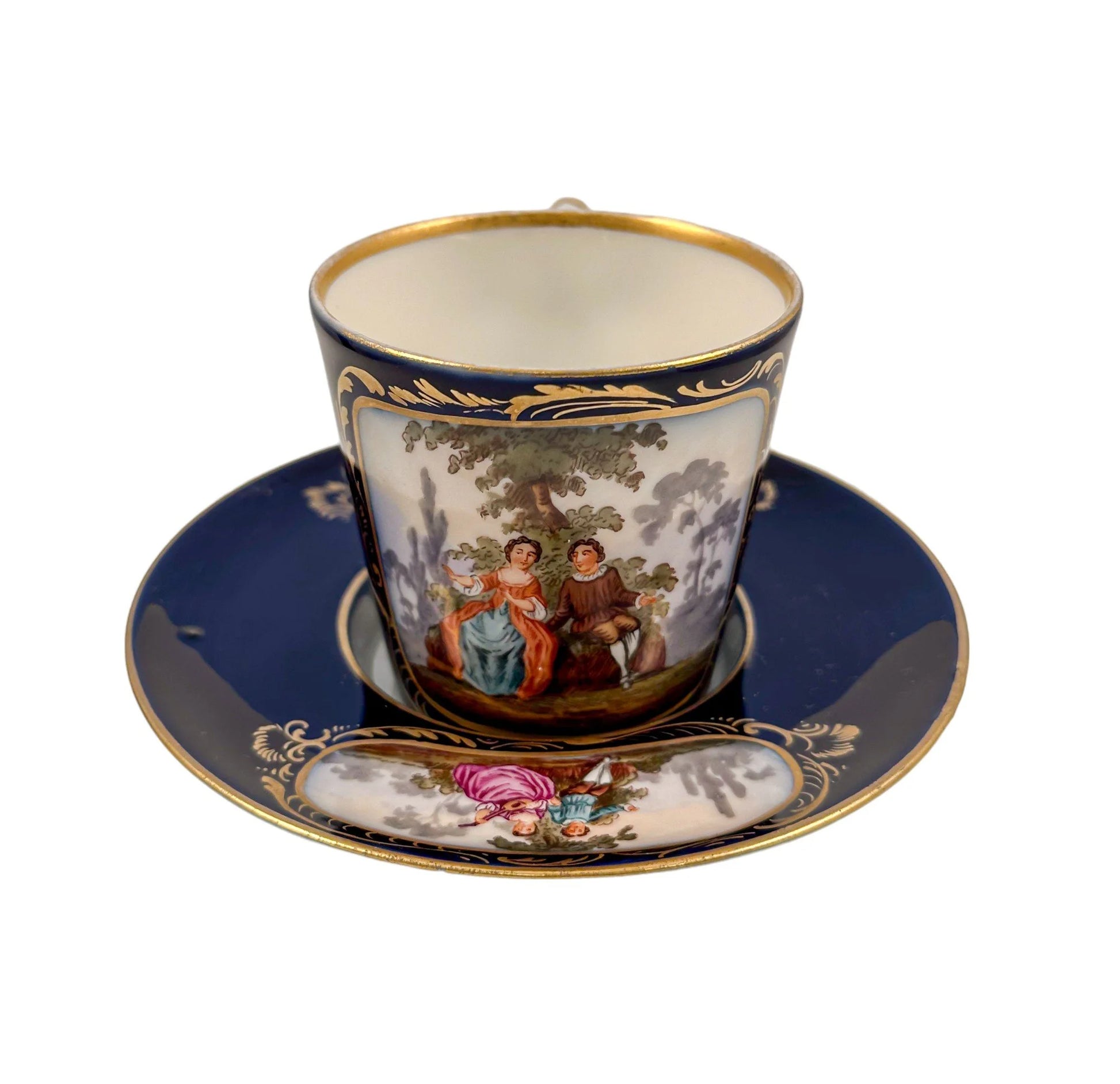 19th century 'Augustus Rex' German porcelain trembleuse cup and matching saucer