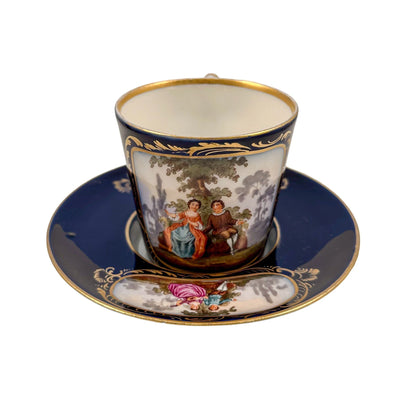 19th century 'Augustus Rex' German porcelain trembleuse cup and matching saucer