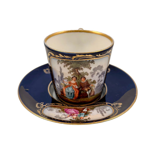 19th century 'Augustus Rex' German porcelain trembleuse cup and matching saucer