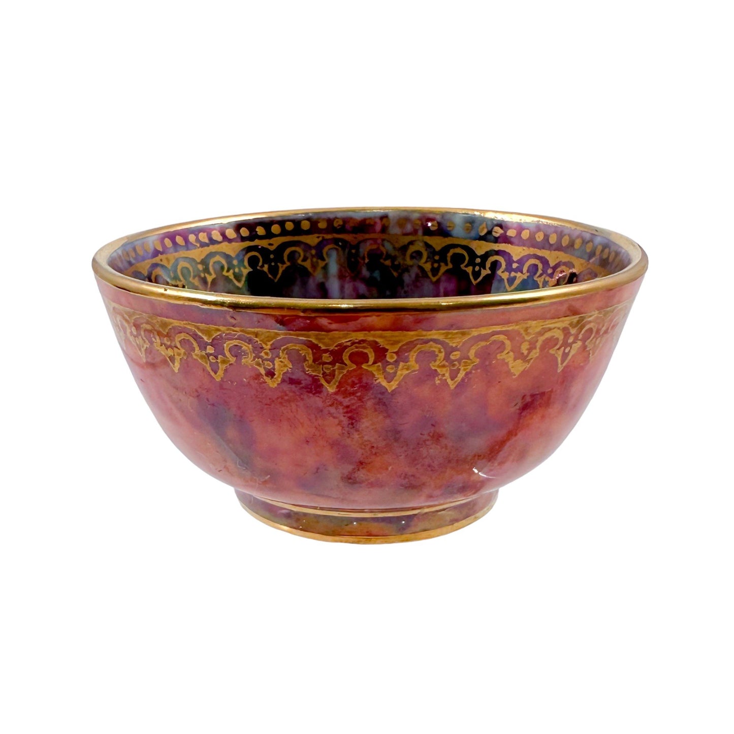 Miniature Art Deco Daisy Makeig-Jones for Wedgwood red Fairyland lustre porcelain bowl