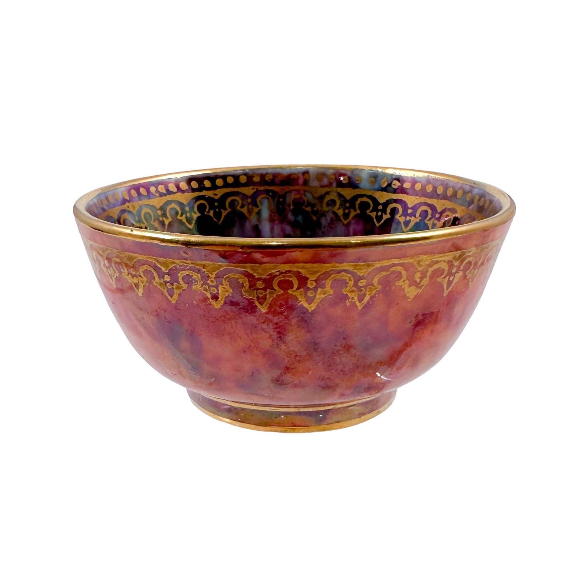 Miniature Art Deco Daisy Makeig-Jones for Wedgwood red Fairyland lustre porcelain bowl