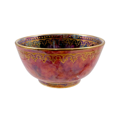 Miniature Art Deco Daisy Makeig-Jones for Wedgwood red Fairyland lustre porcelain bowl