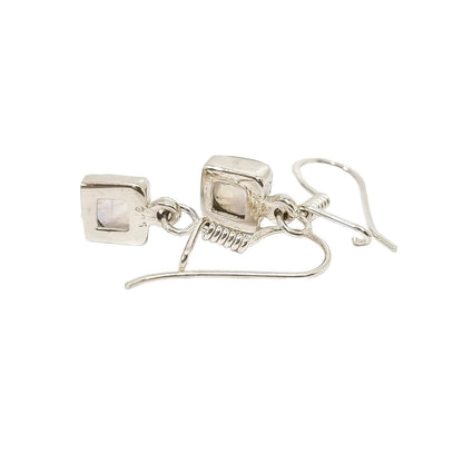 Sterling silver square moonstone drop dangle earrings