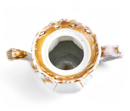 Rare Carl Tielsch & Co hard-paste porcelain coffee pot, Rococo Revival floral decoration with gilding, circa 1850s