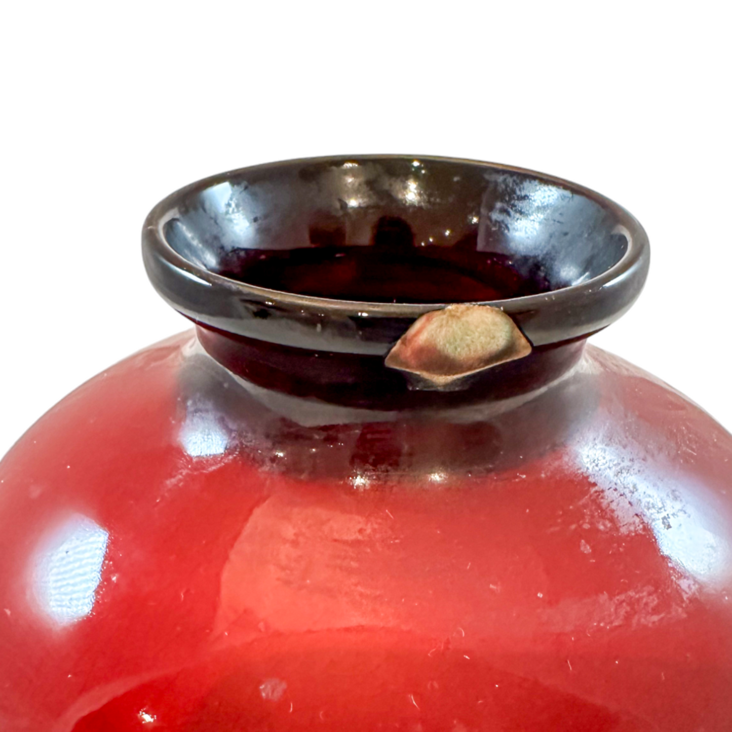 Art Deco pair red flambe porcelain urns, Charles Noke for Royal Doulton