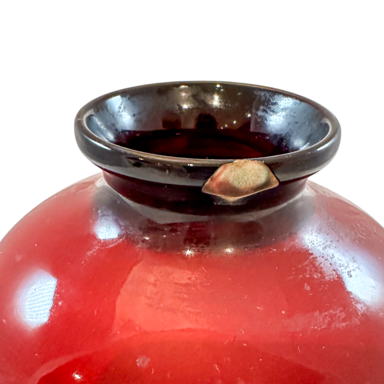 Art Deco pair red flambe porcelain urns, Charles Noke for Royal Doulton