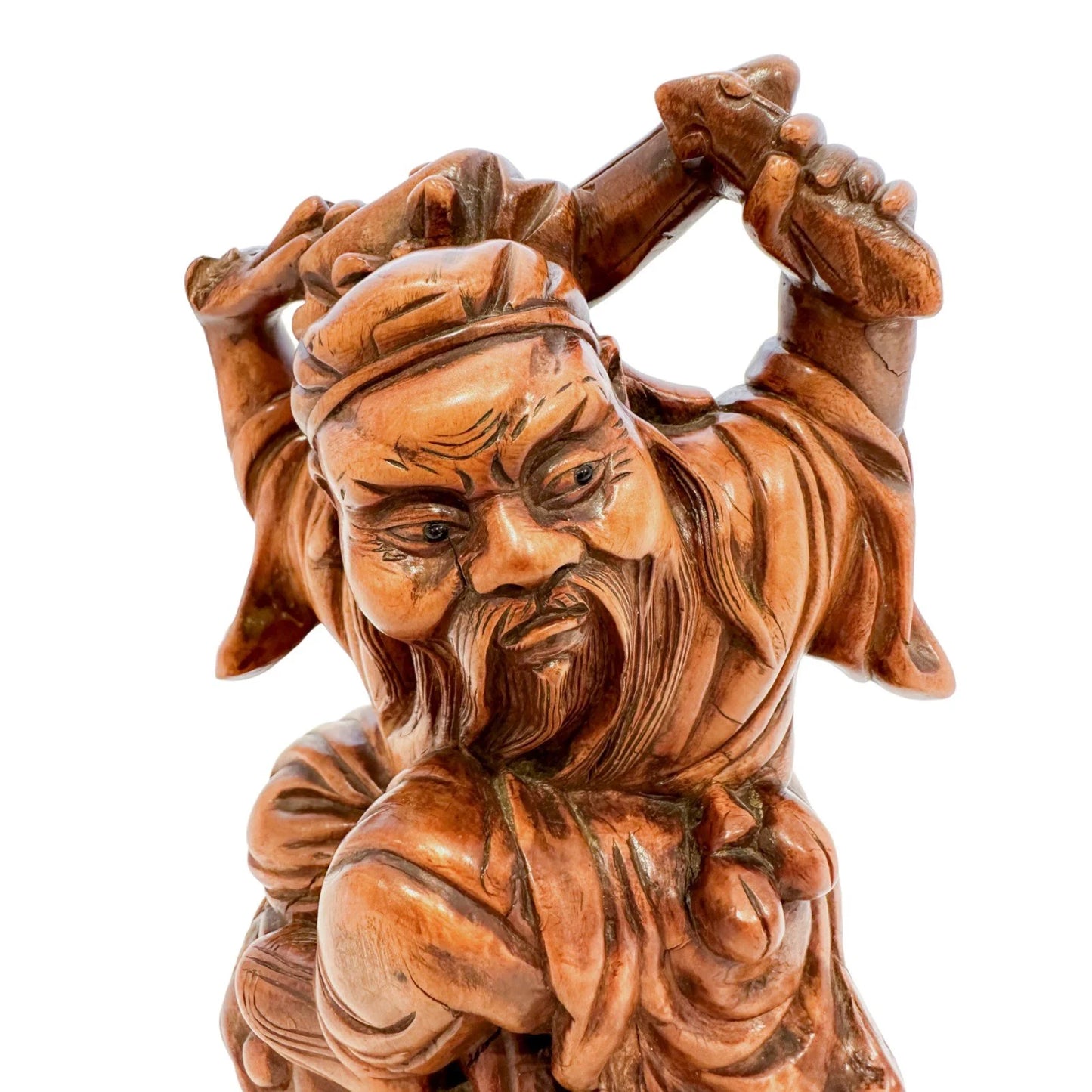 Antique Chinese boxwood root carved figurine of Daoist Immortal Li Tai Guai