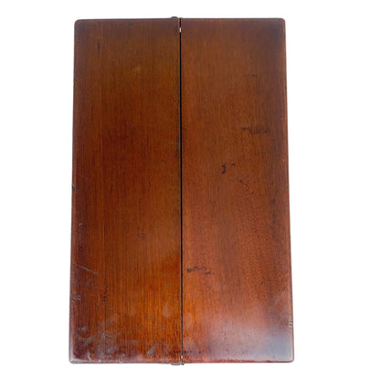 Wooden Victorian portable travelling campaign folding card table with labelled card slots
