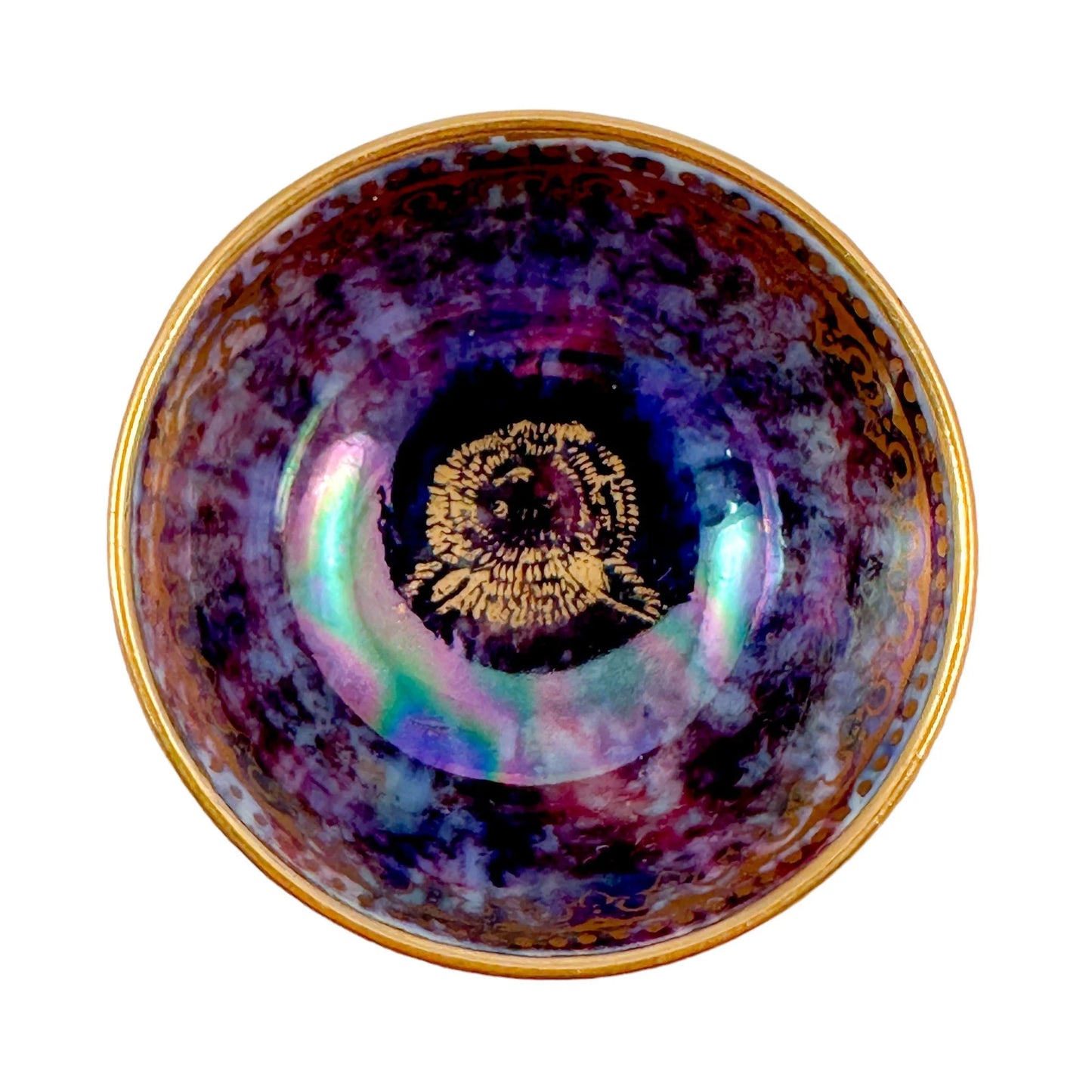 Miniature Art Deco Daisy Makeig-Jones for Wedgwood red Fairyland lustre porcelain bowl