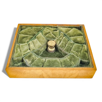 Art Nouveau fruitwood jewellery casket, leather panels