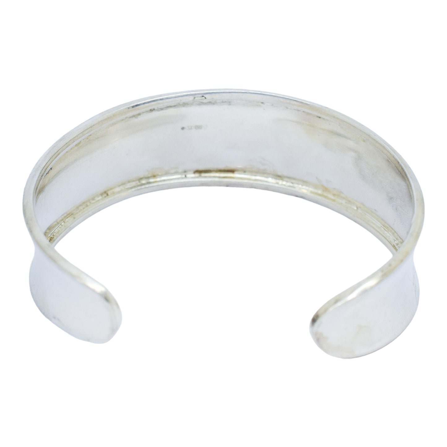 Vintage wide sterling silver curved concave cuff bracelet bangle