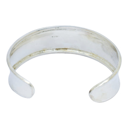 Vintage wide sterling silver curved concave cuff bracelet bangle