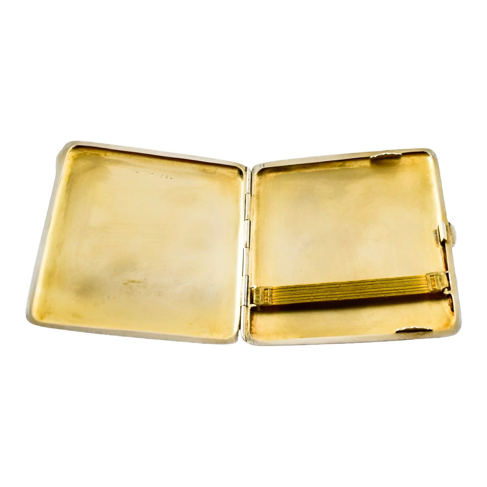 German Art Deco Louis Kuppenheim gilt, silver and enamel engine-turned cigarette case