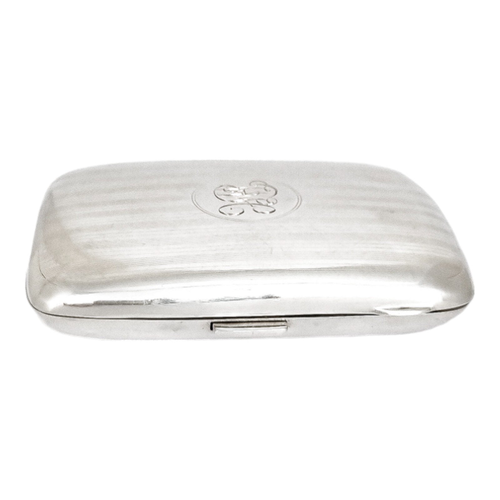 Art Deco gilt sterling silver lady's cigarette case, rounded striped design
