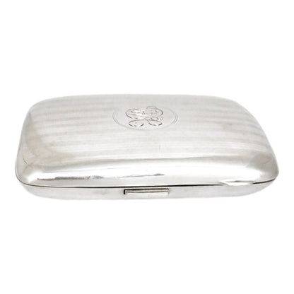 Art Deco gilt sterling silver lady's cigarette case, rounded striped design