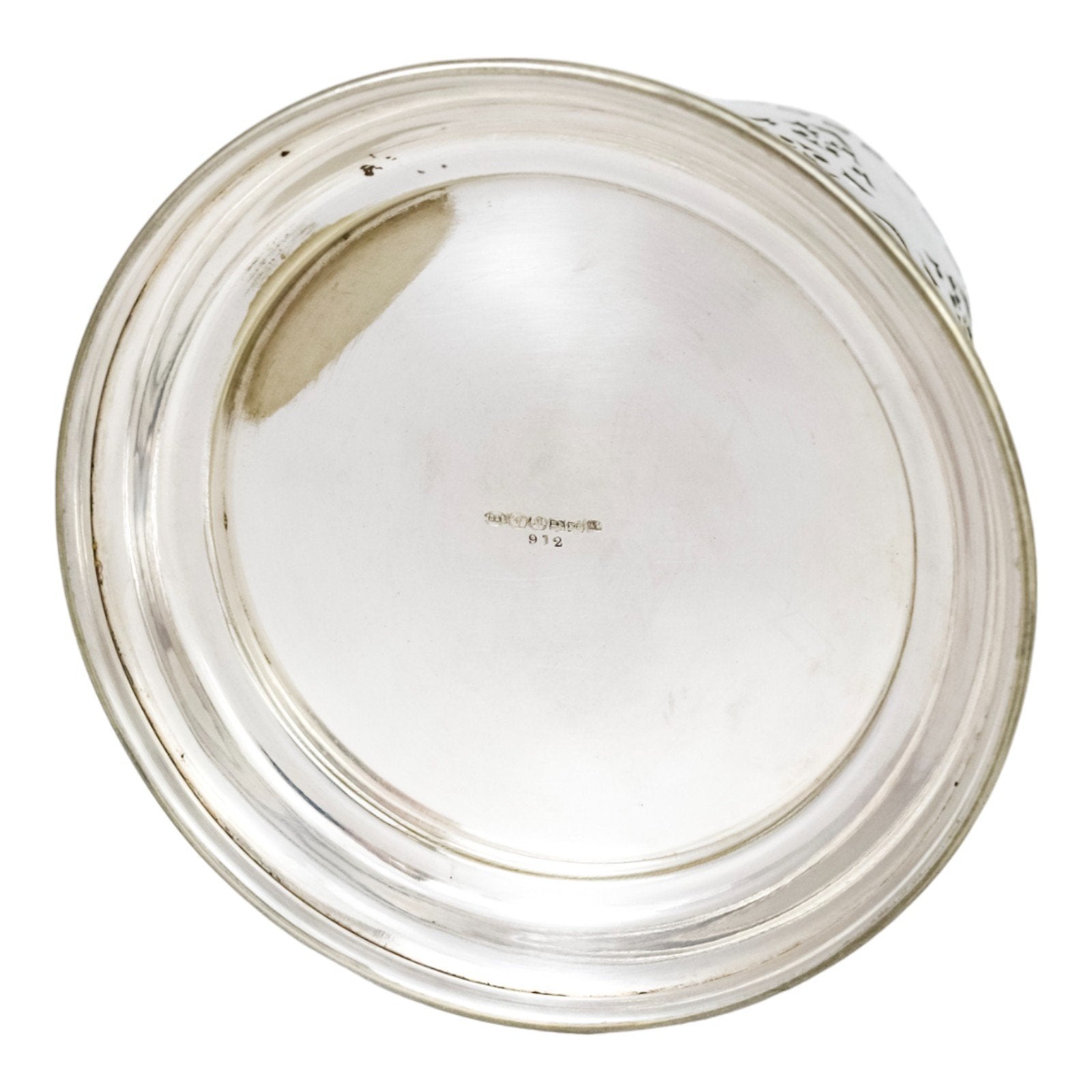 Large silver plated Art Nouveau tall bottle coaster with fluted rim and pierced body
