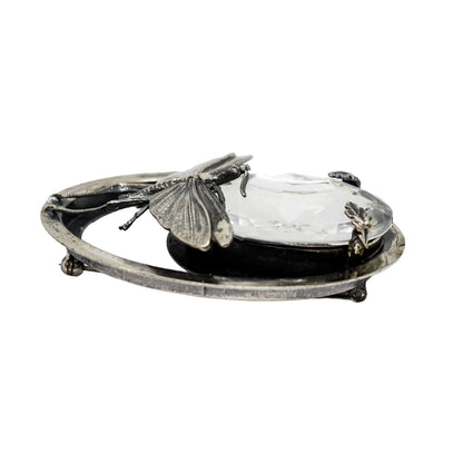 Ermani Bulatti silvertone butterfly large oval statement brooch