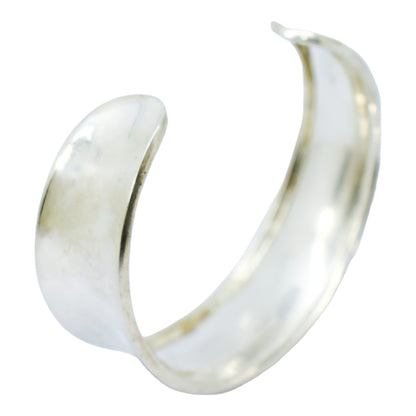 Vintage wide sterling silver curved concave cuff bracelet bangle