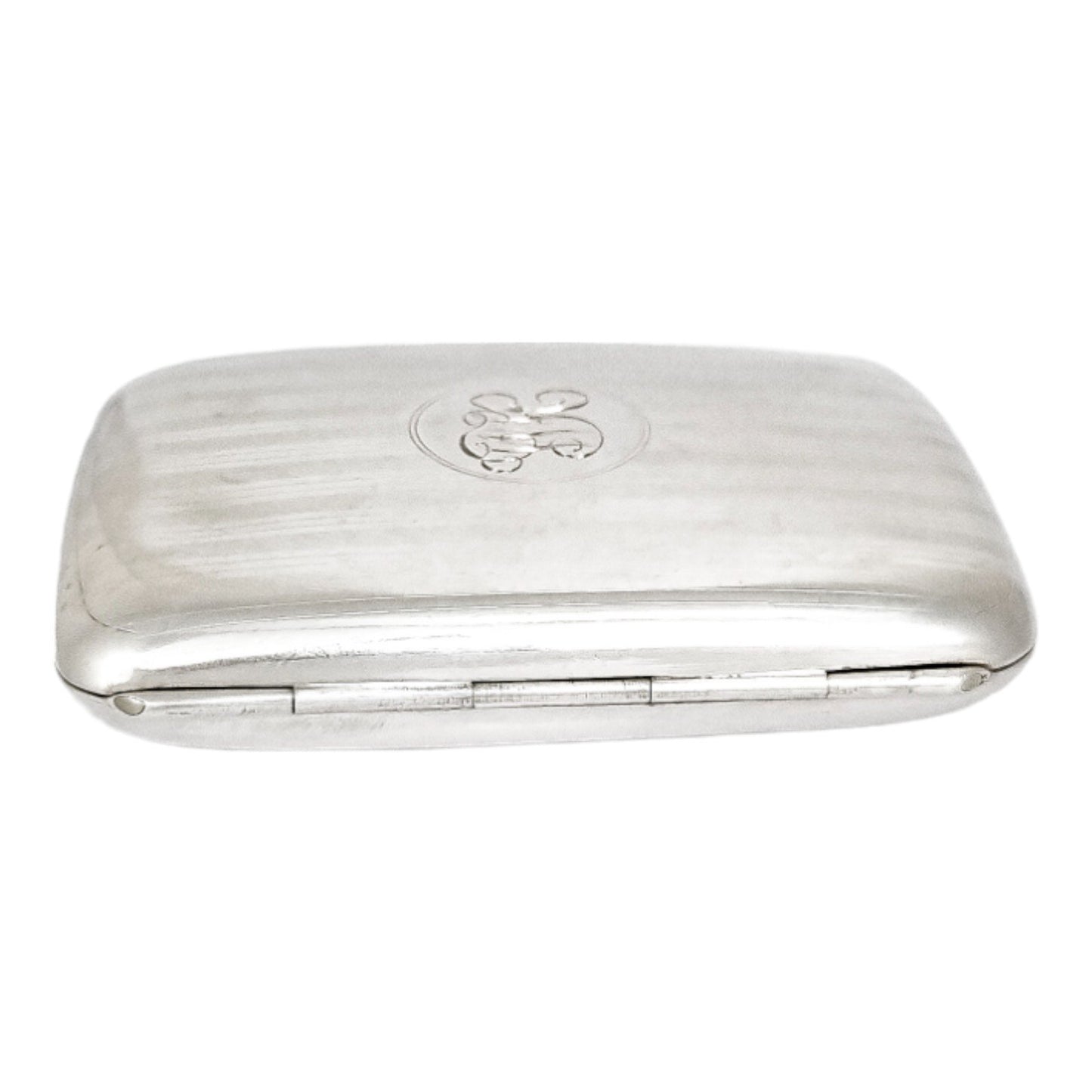 Art Deco gilt sterling silver lady's cigarette case, rounded striped design