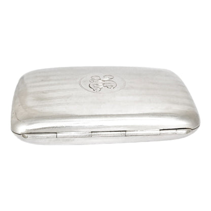Art Deco gilt sterling silver lady's cigarette case, rounded striped design