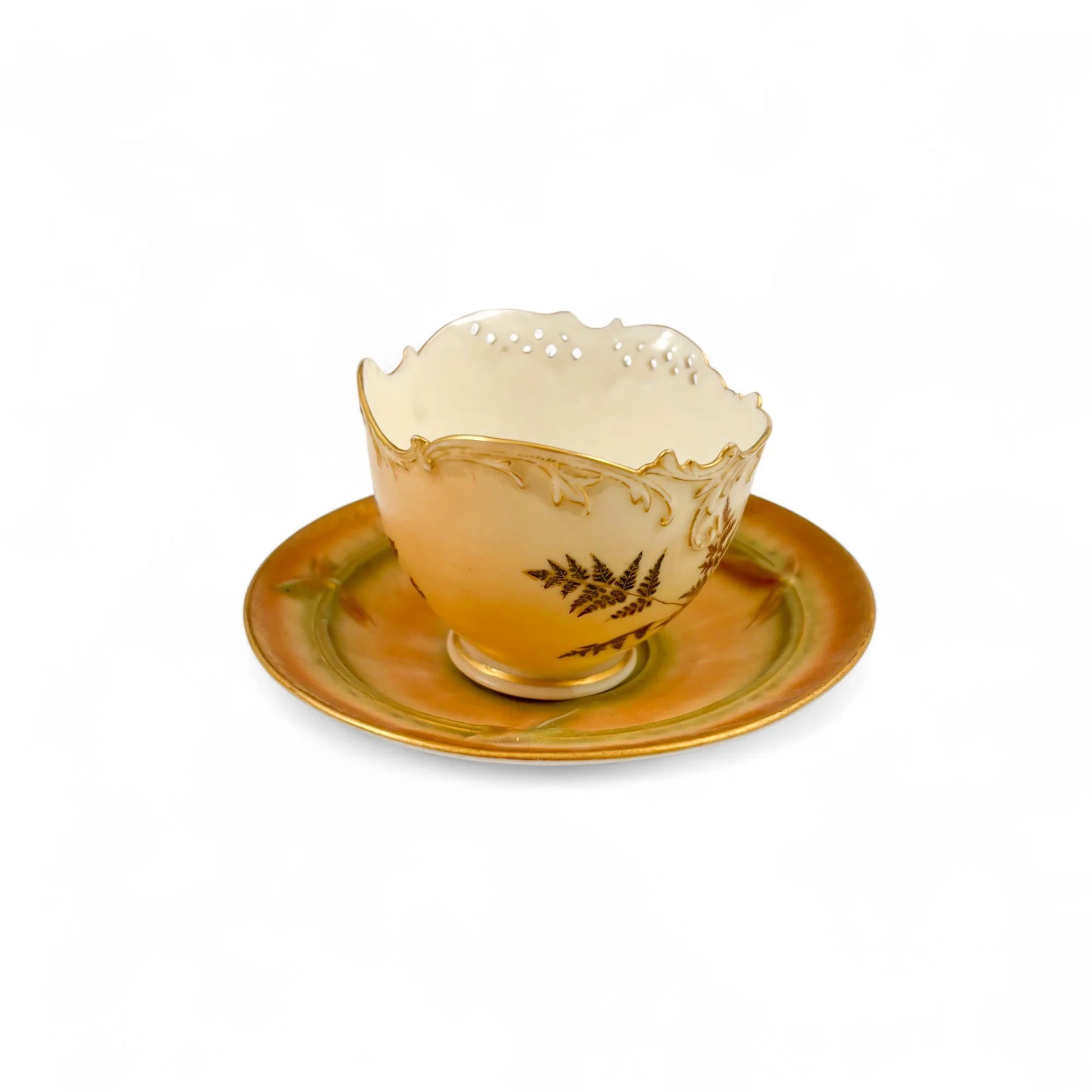 Royal Worcester porcelain tea cup and saucers, 1891–1902