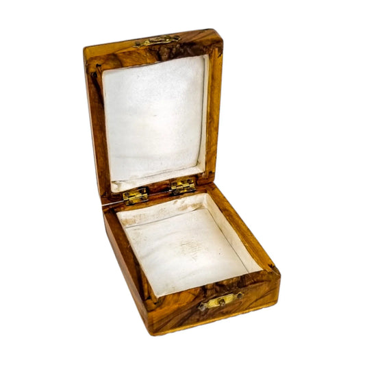 Edwardian olive wood rosary box with Jerusalem cross, Holy Land