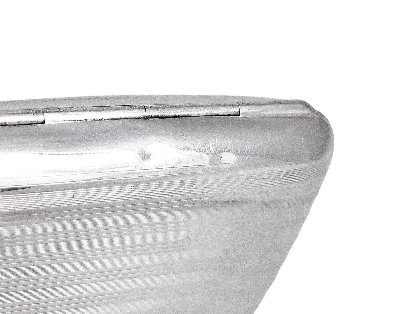 Art Deco gilt sterling silver lady's cigarette case, rounded striped design