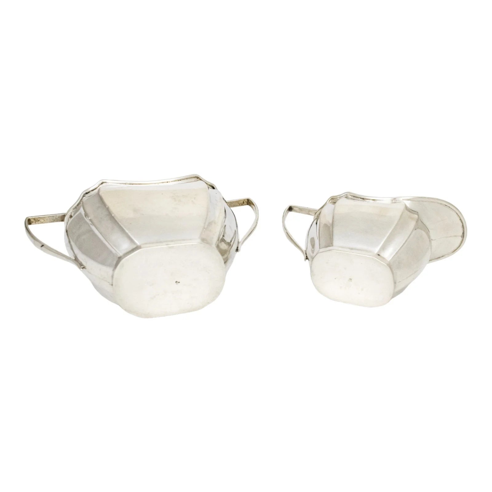 Edwardian three-piece sterling silver fluted octagonal tea set