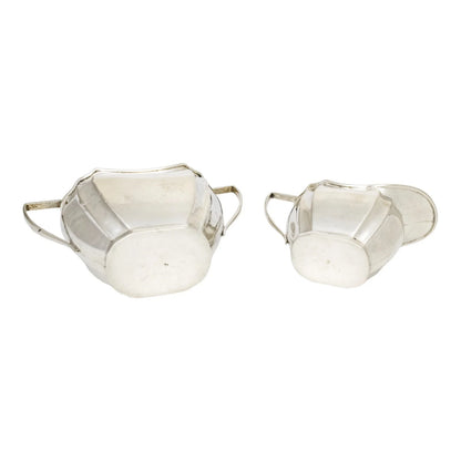 Edwardian three-piece sterling silver fluted octagonal tea set