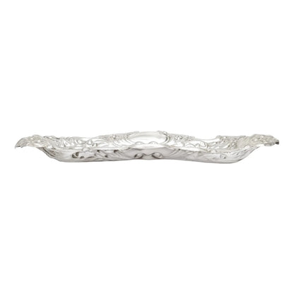 Edwardian sterling silver large pin dish / dressing table tray / vide poche
