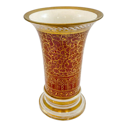 George III Spode porcelain red spill vase / matchpot in Moroccan scrolling motif