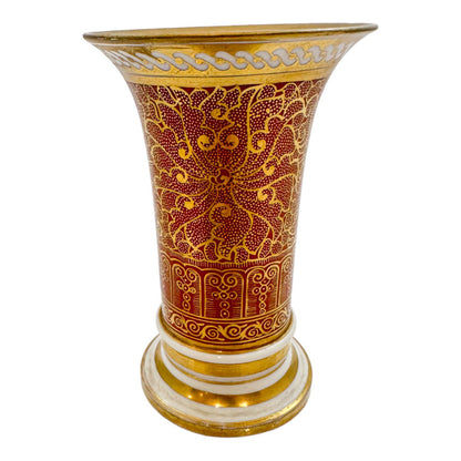 George III Spode porcelain red spill vase / matchpot in Moroccan scrolling motif