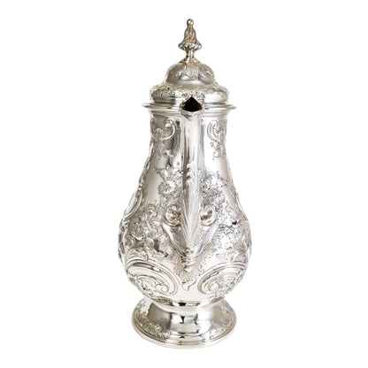 George III sterling silver pear-shaped Rococo coffeepot, 1767