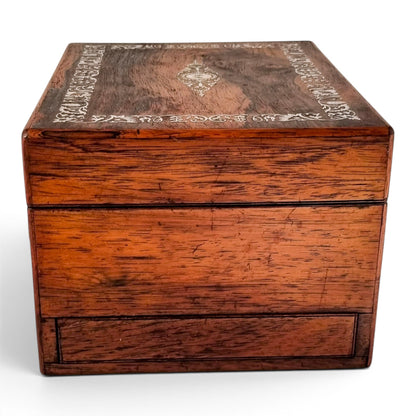 Victorian mother-of-pearl box, mirror & secret drawer