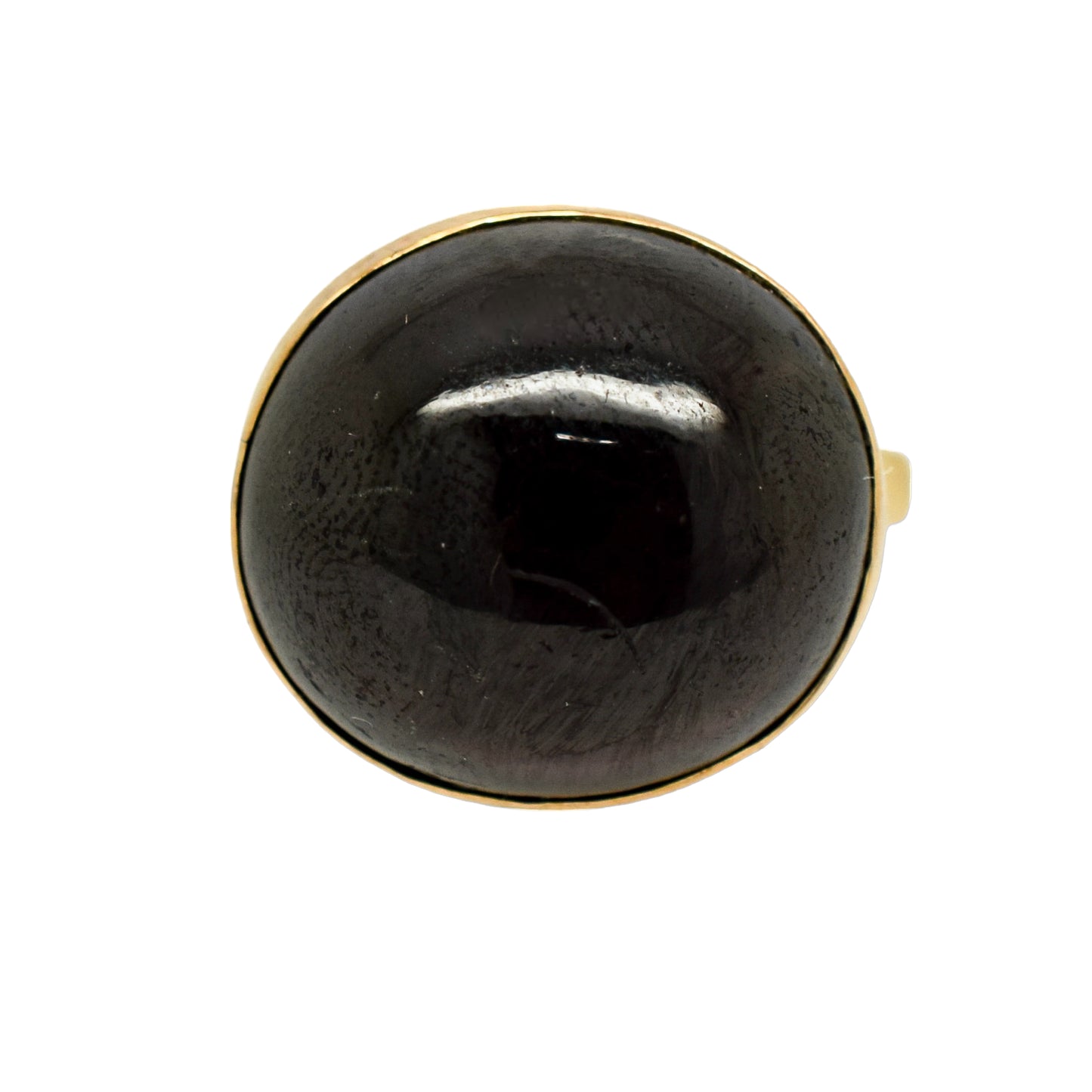 Victorian 9ct yellow gold 32ct red garnet cabochon statement ring, size M ½