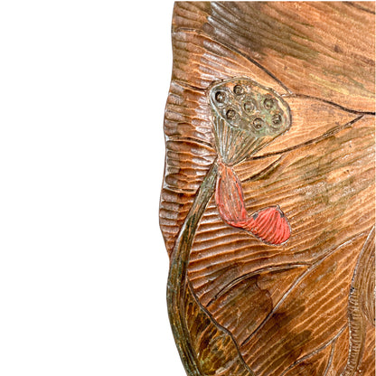 Japanese Arts & Crafts fruitwood sake tray for Liberty of London, frog wrestling a mouse