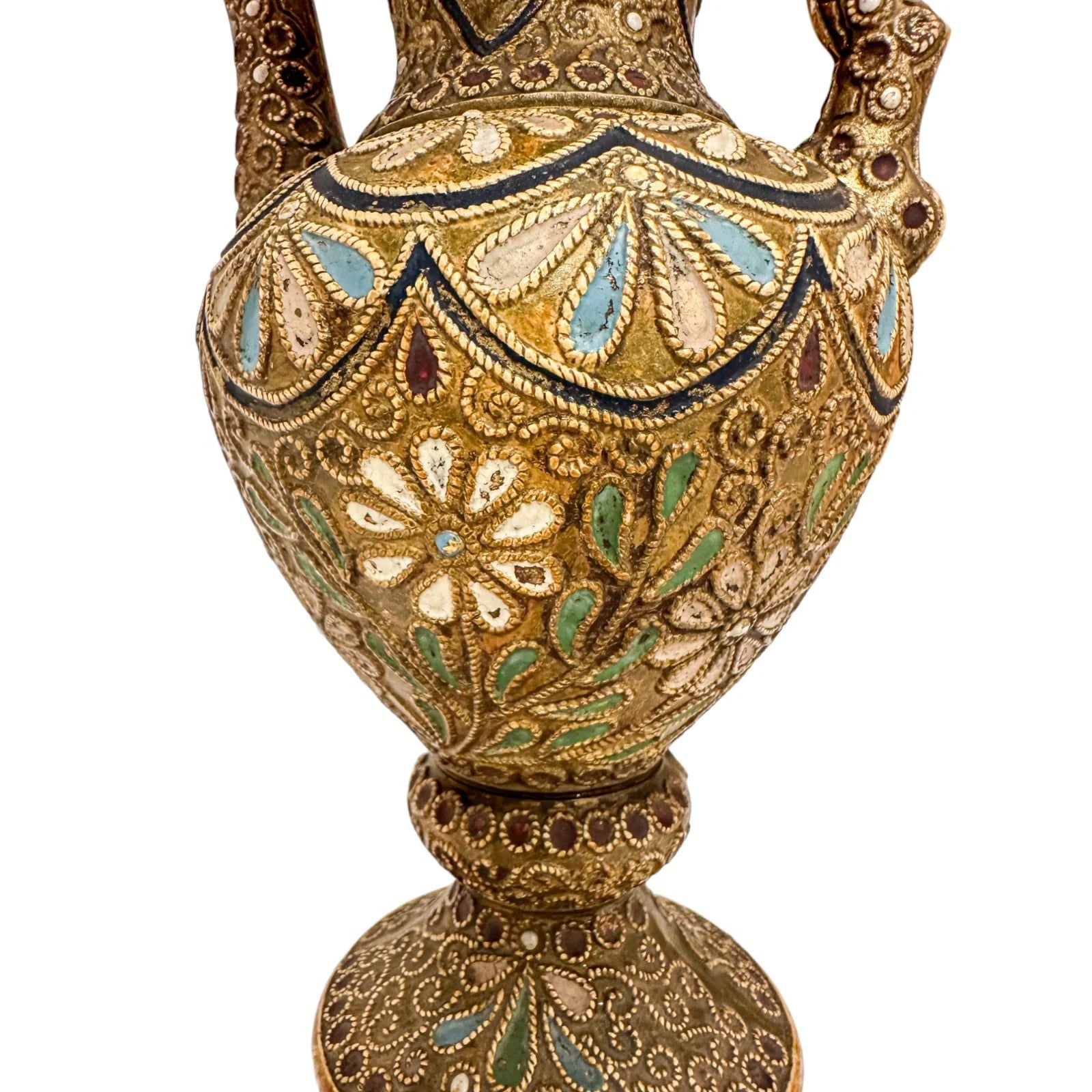1890's Wilhelm Schiller & Sohn pottery ewer in Islamic style