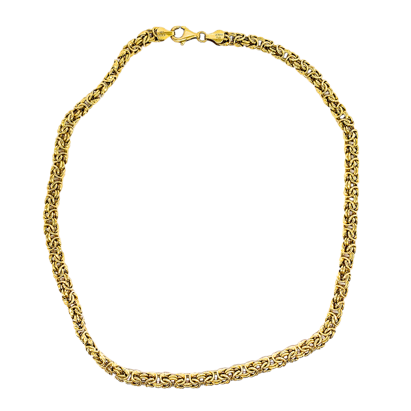 Vintage Italian gold plated on sterling silver statement Byzantine link necklace