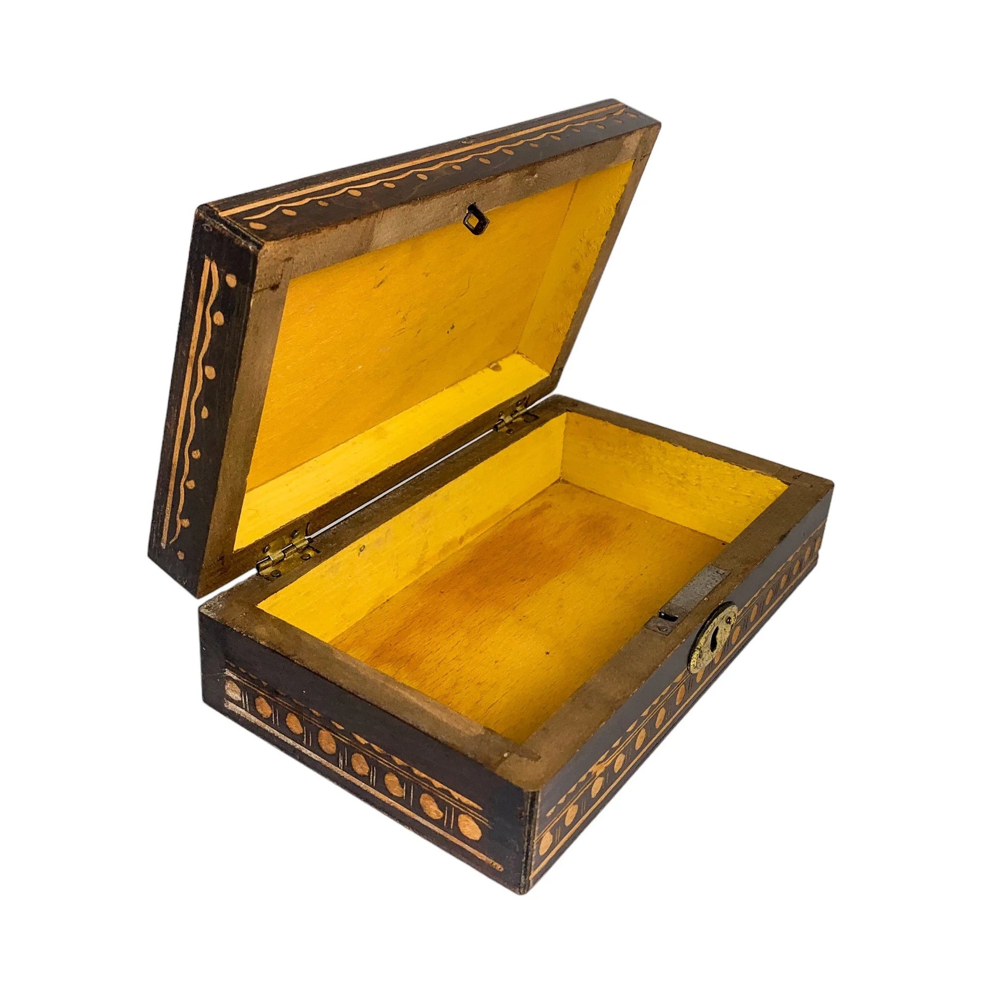 Vintage French chestnut wood trinket / card / cigarette box with hand carved floral lid