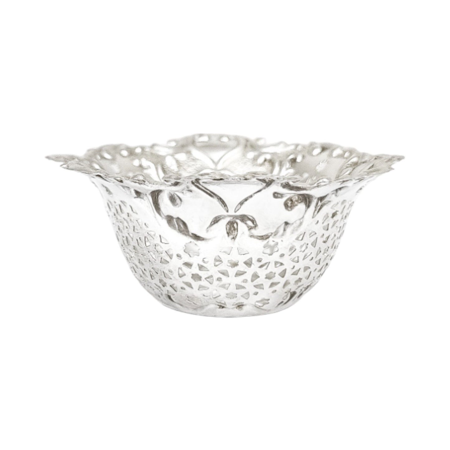 Edwardian sterling silver bonbon trinket dish bowl in Art Nouveau style, William Aitken 1906