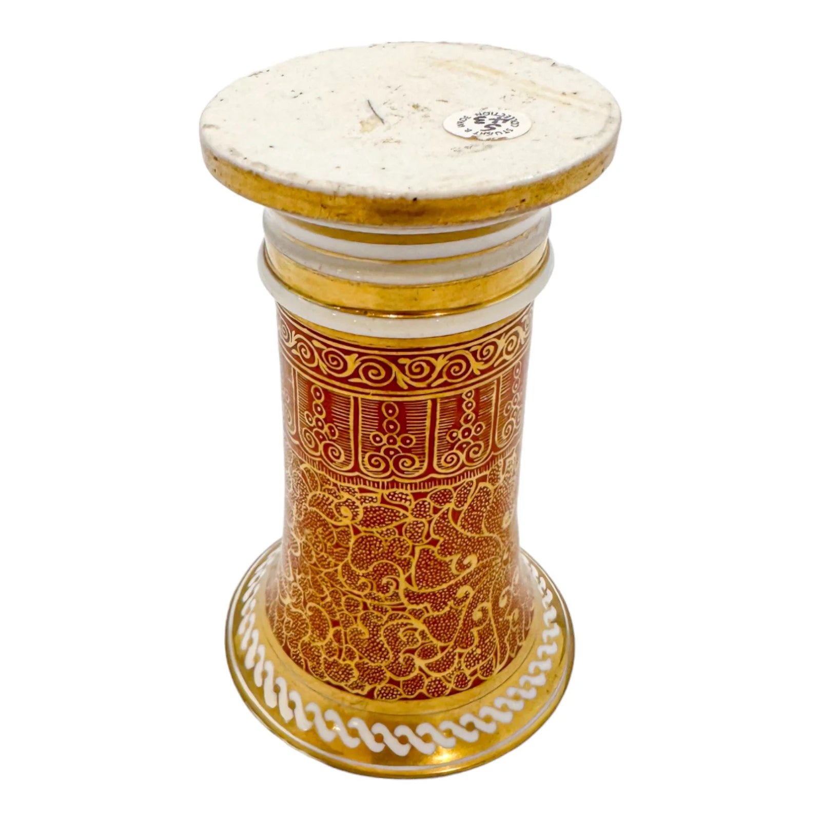 George III Spode porcelain red spill vase / matchpot in Moroccan scrolling motif