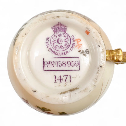 Royal Worcester porcelain tea cup and saucers, 1891–1902